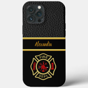 Brandweer logo Goud En Achter Badge gouden behuizi iPhone 13 Pro Max Hoesje