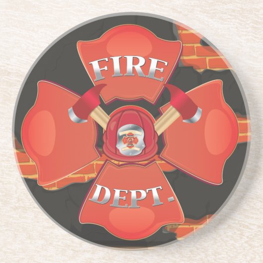 Brandweer Logo Zandsteen Onderzetter (Voorkant)