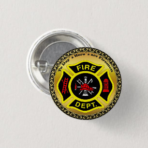 Brandweer logo Zwart en Geel Badge Ronde Button 3,2 Cm