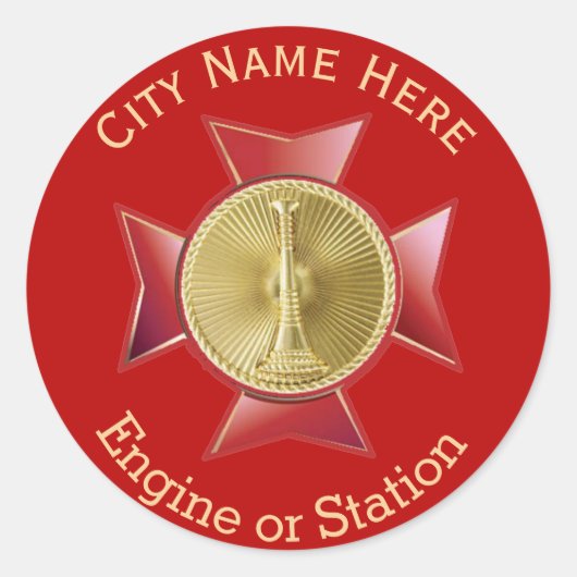 Brandweer Luitenant Gold Medallion Ronde Sticker (Voorkant)
