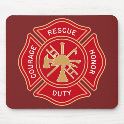 Brandweer Maltese Kruis Embleem Muismat (Voorkant)
