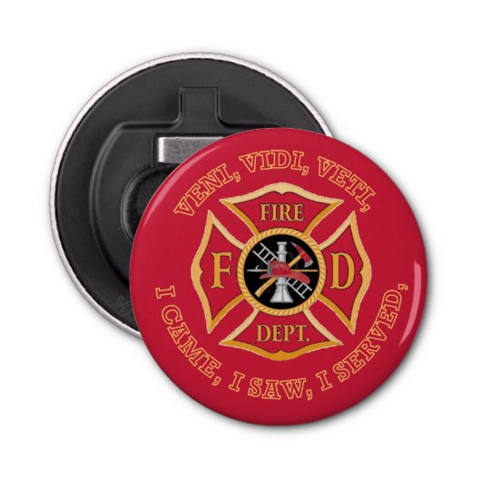 Brandweer Maltese kruising VV Button Flesopener (Voorkant)