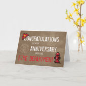 Brandweer Medewerker Jubileum Grunge Tekst Kaart (Gele Bloem)