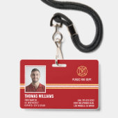Brandweer personeel ID Badge (Voorkant met koord)
