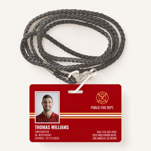 Brandweer personeel ID Badge (Voorkant met draagriem)