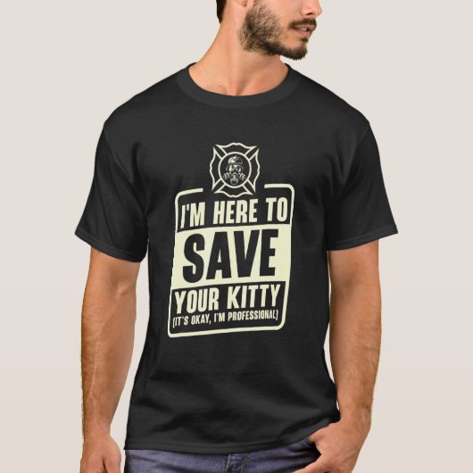 Brandweer Professioneel Redding Kat Brandweerman V T-shirt (Voorkant)