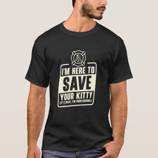 Brandweer Professioneel Redding Kat Brandweerman V T-shirt (Voorkant)