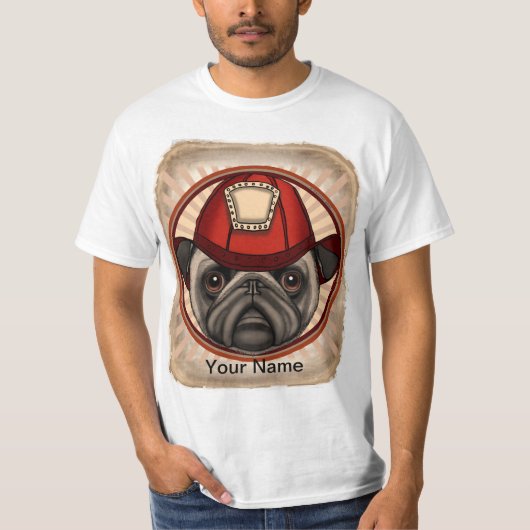 Brandweer Pug tshirt (Voorkant)