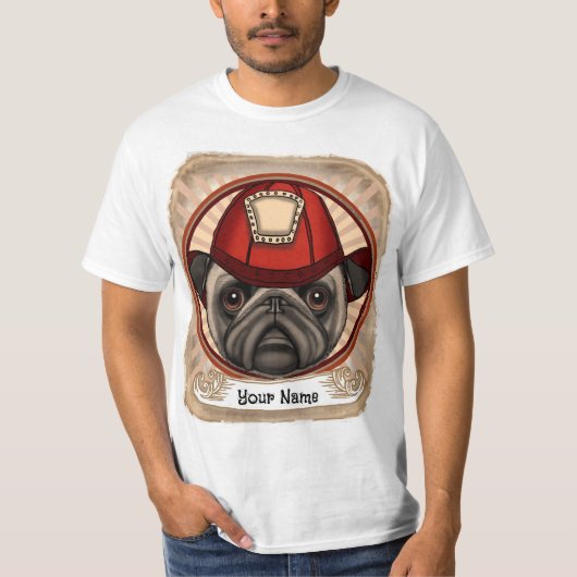 Brandweer Pug tshirt (Voorkant)