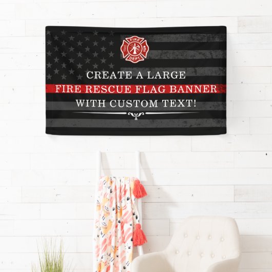 Brandweer Reddings Thema Amerikaanse Vlag Donkere  Spandoek (Insitu)