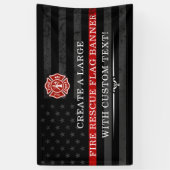 Brandweer Reddings Thema Amerikaanse Vlag Donkere  Spandoek (Verticaal)