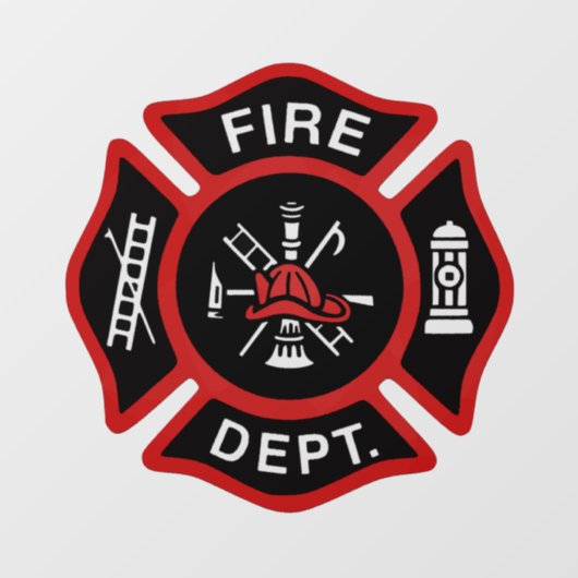 Brandweer Rode Maltese kruis Raamsticker (Vel)