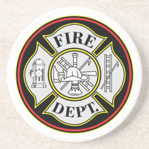 Brandweer Ronde Badge Zandsteen Onderzetter