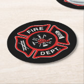 Brandweer Rood Ronde Kartonnen Onderzetter (Gebogen)