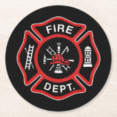 Brandweer Rood Ronde Kartonnen Onderzetter (Voorkant)