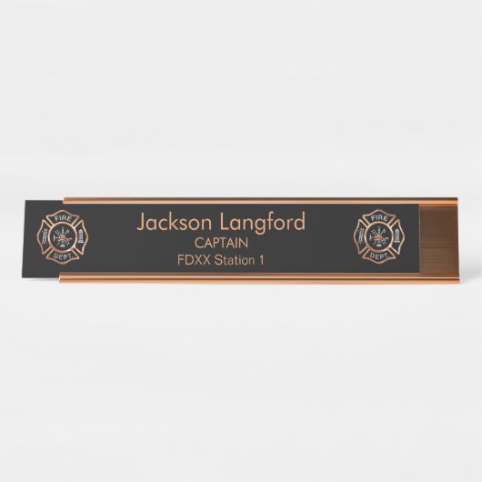 Brandweer Rose Goud Bureau Naambordje (Voorkant)