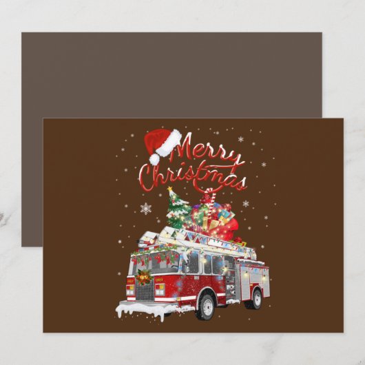 Brandweer Santa slee brandweerman Kerstmis brandwe Kaart (Voorkant / Achterkant)