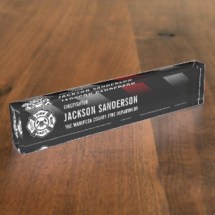 Brandweer Thin Red Line Logo Brandweerman Naambordje