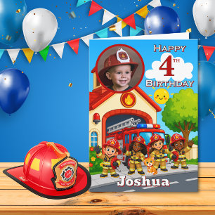 Brandweer Vierde Verjaardag Fotokaart Kaart