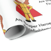 Brandweer Vrouw Super Hero Funny Cadeaupapier (Rol Hoek)