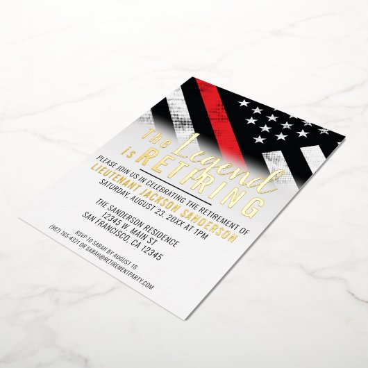 Brandweeraardoplossing Thin Red Line Flag Fireman Folie Uitnodiging (Gedraaid)