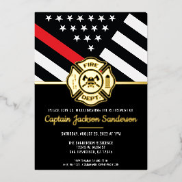 Brandweeraardoplossing Thin Red Line Flag Fireman Folie Uitnodiging