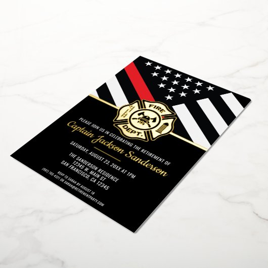 Brandweeraardoplossing Thin Red Line Flag Fireman Folie Uitnodiging (Gedraaid)