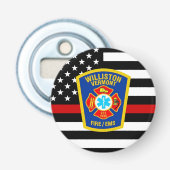 Brandweerafdeling Aangepaste Logo brandweerdienst Button Flesopener (Voorkant)