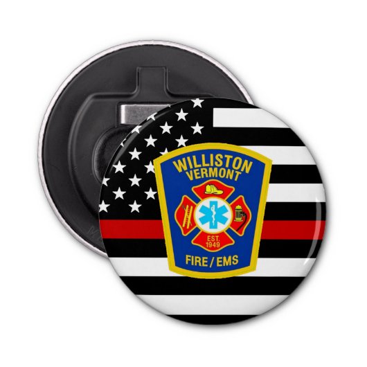 Brandweerafdeling Aangepaste Logo brandweerdienst Button Flesopener (Voorkant)