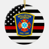 Brandweerafdeling Aangepaste Logo embleem brandwee Keramisch Ornament (Voorkant)