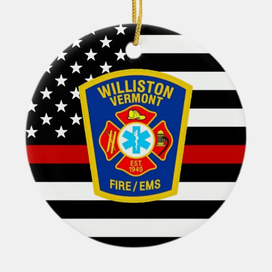 Brandweerafdeling Aangepaste Logo embleem brandwee Keramisch Ornament (Voorkant)