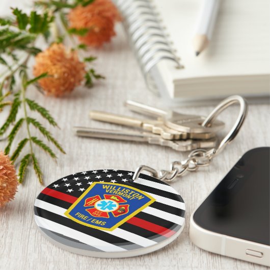 Brandweerafdeling Aangepaste Logo embleem brandwee Sleutelhanger (Voorkant Rechts)