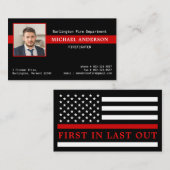 Brandweerafdeling Foto Logo Red Line Firefighter Visitekaartje (Voorkant / Achterkant)