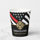 Brandweerafdeling Pensionering brandweerman Papieren Bekers (Achterkant)