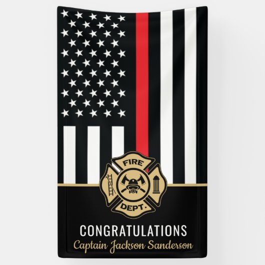 Brandweerafdeling Pensionering brandweerman Spandoek (Verticaal)