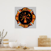 Brandweeralarm Maltese kruis Poster (Keuken)