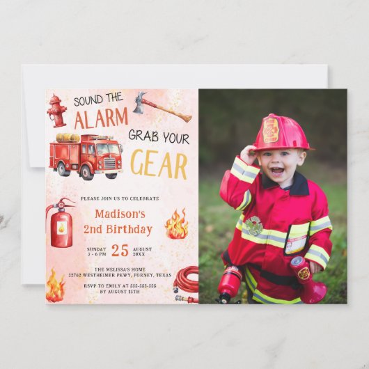 Brandweerauto Brandweerauto Motor 2e Verjaardag Pa Kaart (Voorkant)