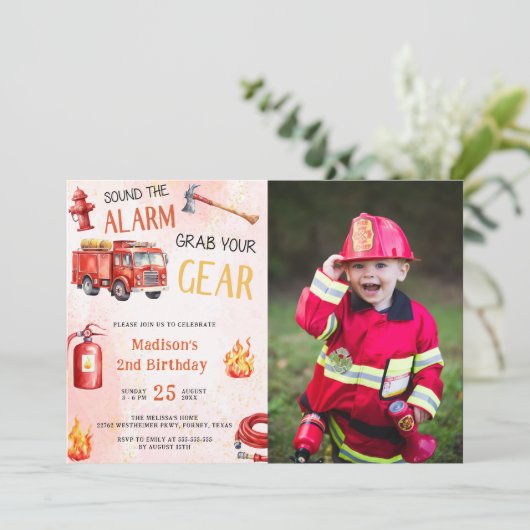 Brandweerauto Brandweerauto Motor 2e Verjaardag Pa Kaart (Staand voorkant)