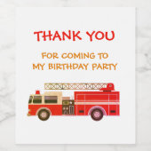 Brandweerauto brandweerauto Verjaardag Wijn Etiket (Enkel label)