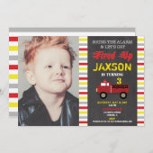 Brandweerauto brandweerauto verjaardagsfeestje jon kaart (Voorkant / Achterkant)