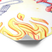 Brandweerauto Brandweerman 1e verjaardag welkomstb Poster (Hoek)