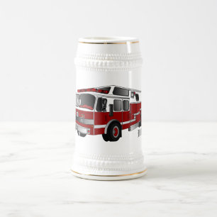 Brandweerauto cartoon illustratie bierpul
