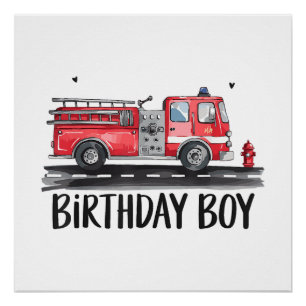 Brandweerauto De verjaardag van de familie van de  Perfect Poster