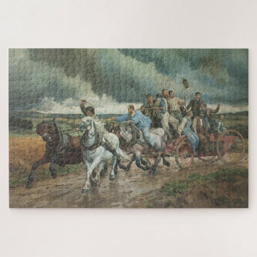  brandweerauto (door Eugène Burnand) Legpuzzel (Horizontaal)