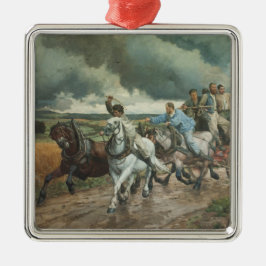  brandweerauto (door Eugène Burnand) Metalen Ornament