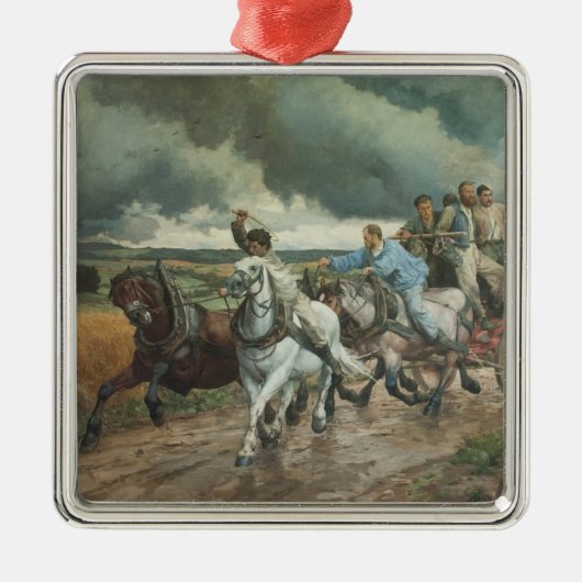  brandweerauto (door Eugène Burnand) Metalen Ornament (Voorkant)