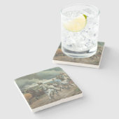  brandweerauto (door Eugène Burnand) Stenen Onderzetter (Zijkant)