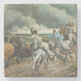  brandweerauto (door Eugène Burnand) Stenen Onderzetter