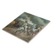  brandweerauto (door Eugène Burnand) Tegeltje (Zijkant)