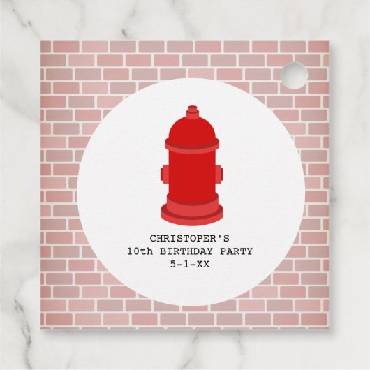 Brandweerauto Hydrant Verjaardag dank u Bedankjes Labels (Achterkant)